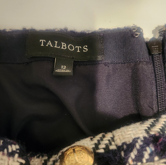 Talbots Black and Cream Houndstooth Wool ALine Skirt - Picture 2 of 6